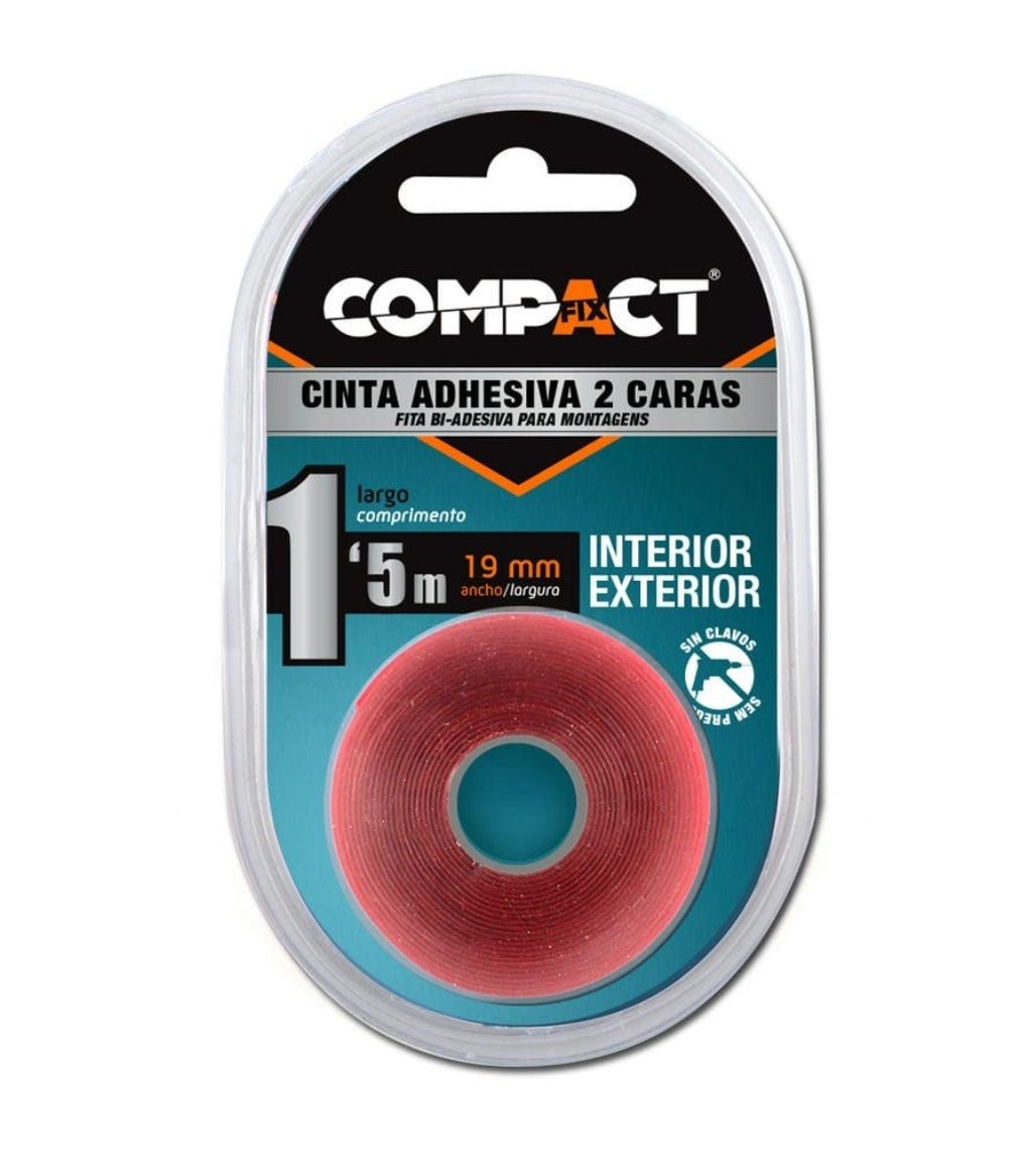 Fita adesiva dupla face, compacta, 19 mm x 1,5 m