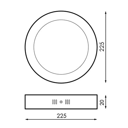 Painel de Superficie Serie Slim Circular  12W 20W e 25W 6000K