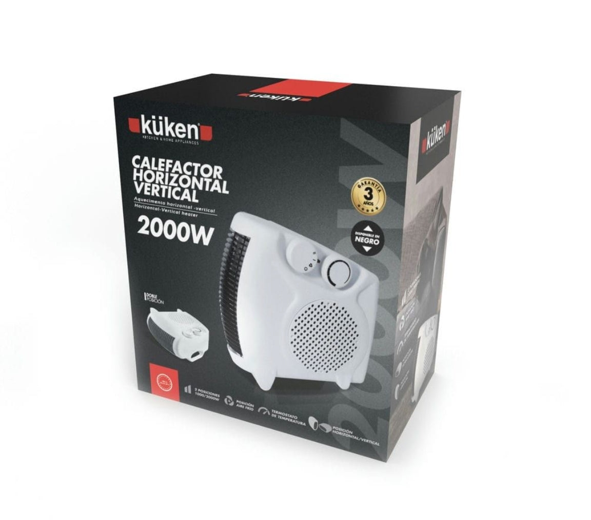 AQUECEDOR HORIZONTAL-VERTICAL KÜKEN 1000/2000W BRANCO